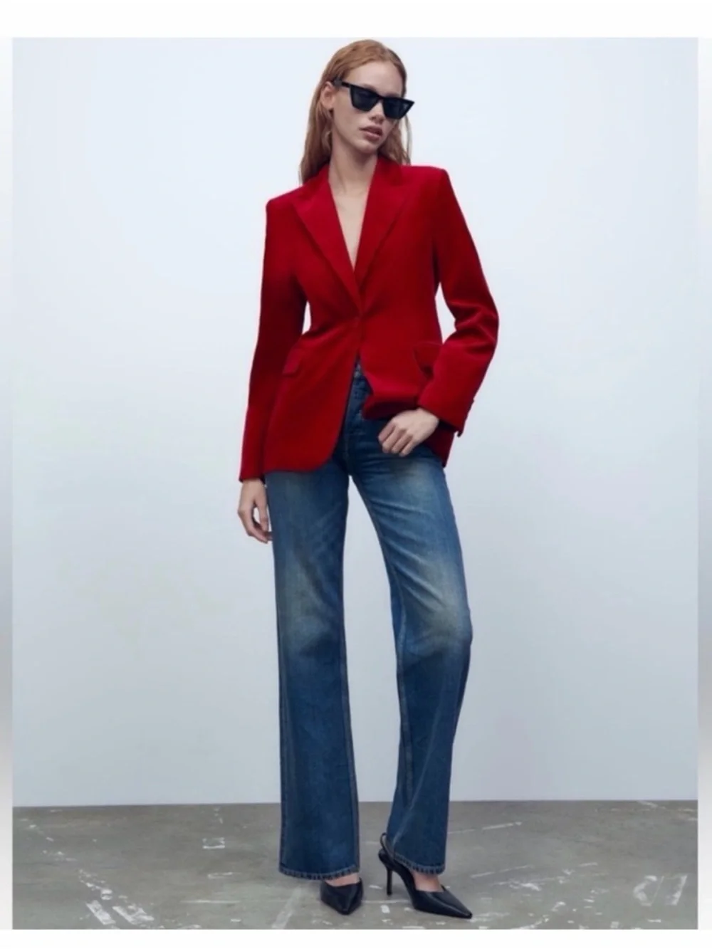 Zara Red Velvet Single-Button Tailored Blazer, NWOT, Sz M - Picture 2 of 8